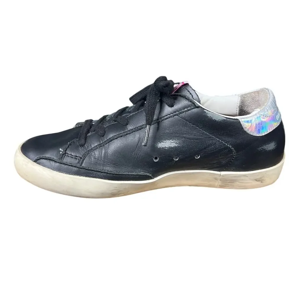 Golden Goose Kids Black Leather Holographic Star Sneaker Size 33 US 1.5